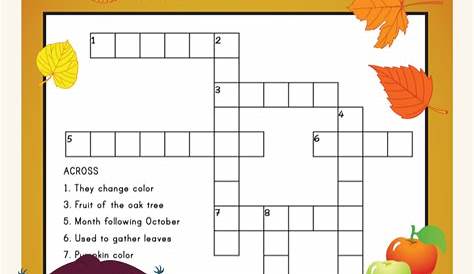 This colorful fall crossword puzzle is a fun way to practice spelling