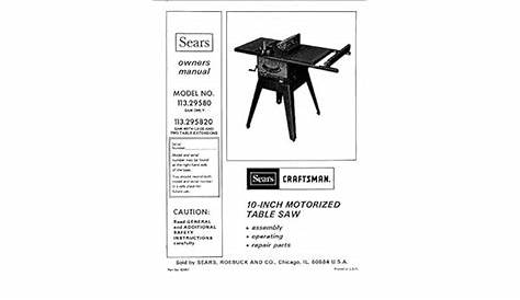 Craftsman 10 Inch Table Saw Model 113 Manual | Brokeasshome.com