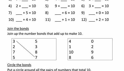 math number bonds worksheet