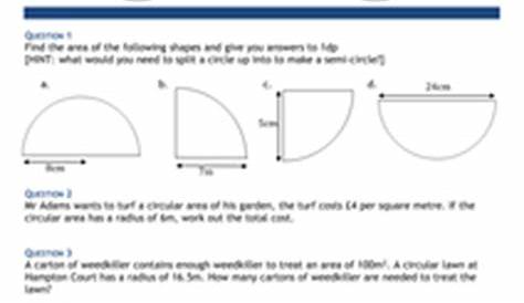 Area of a Circle: Further Questions Worksheet - Resources - TES