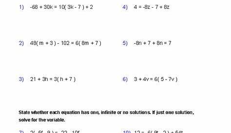 solving for a variable worksheets