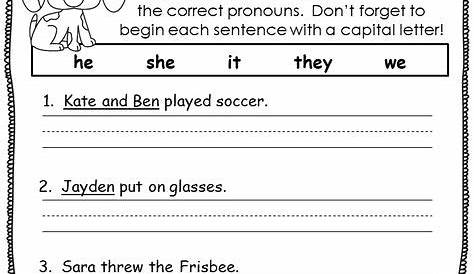 identify pronouns worksheet