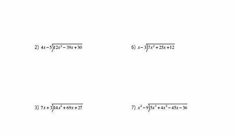 practice worksheets dividing polynomials answer key