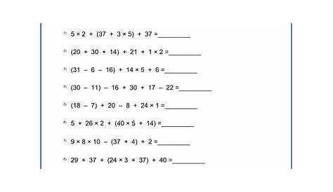 Order Of Operations Worksheet Answers : order operations answer