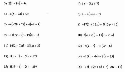 solving equations with distributive property worksheets