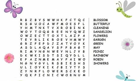 word search printable spring