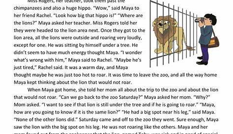 Reading Comprehension Worksheet - The Lion that Couldn't Roar