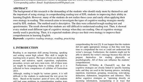 (PDF) The Cognitive Reading Strategy in Learning English