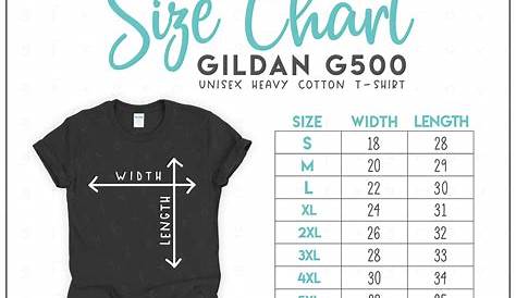 Gildan G500 Size Chart Gildan Unisex Heavy Cotton T-Shirt | Etsy