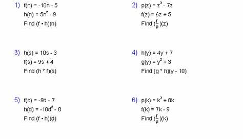 Algebra 2 Worksheets | General Functions Worksheets