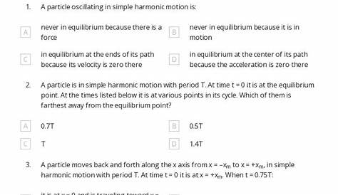 simple harmonic motion worksheets with answers