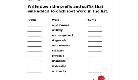 root word and prefix worksheets
