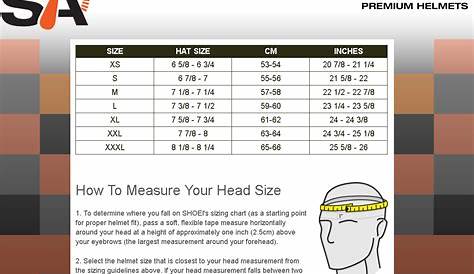 helmet size chart shoei