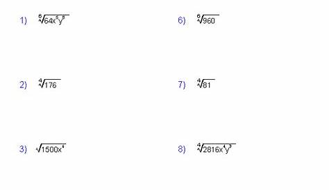 Radicals And Rational Exponents Worksheet