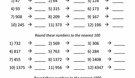 Rounding Worksheet to the nearest 1000