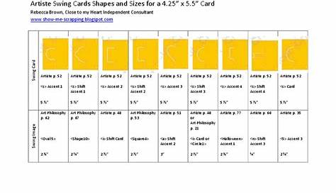 Cricut Reference Chart for Swing Cards from Artiste & Art Philosophy cartridges from http://www