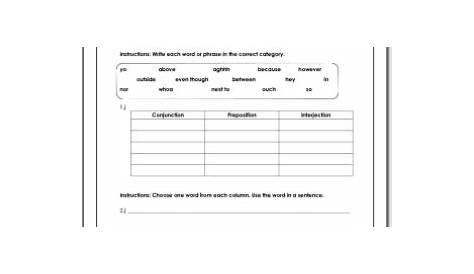 printable parts of speech worksheets