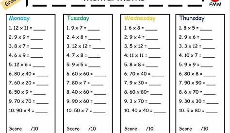 mental maths grade 6 worksheet