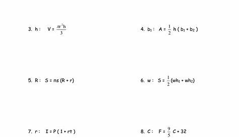 literal equations worksheet pdf