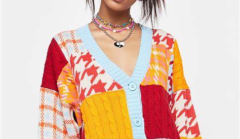 The Ragged Priest Mixed Patchwork Button Cardigan - Multi | Dolls Kill