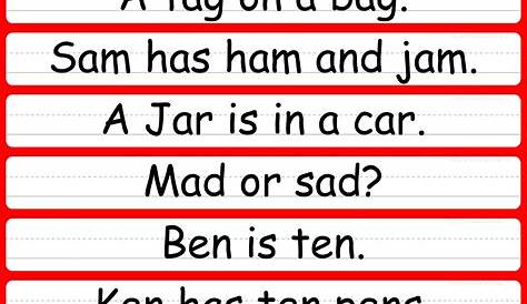 kindergarten cvc sentences worksheets