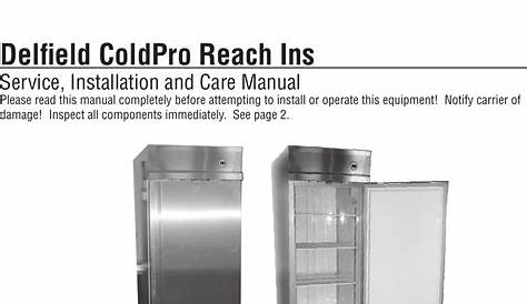 Delfield Refrigerators And Freezers Users Manual DMCOLDPRO
