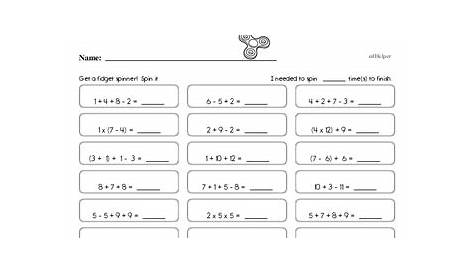 math order of operations worksheet