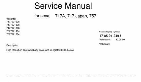 SECA 717A SERVICE MANUAL Pdf Download | ManualsLib