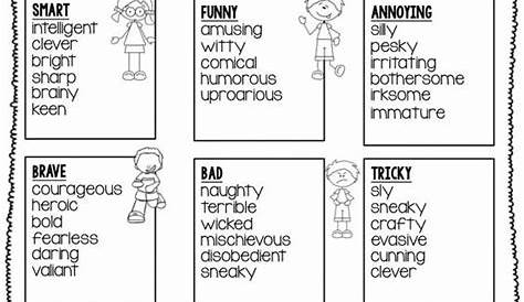 50 Character Traits Worksheet 3rd Grade
