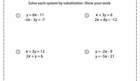 solve by substitution worksheet