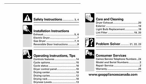 GE DRYER USE AND CARE MANUAL WITH INSTALLATION INSTRUCTIONS Pdf
