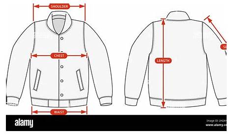 Clothing size chart vector illustration ( Varsity jacket Stock Vector