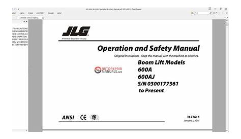JLG 600A & 600AJ Operation & Safety Manual | Auto Repair Manual Forum