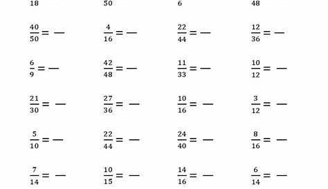 reduce fractions worksheets