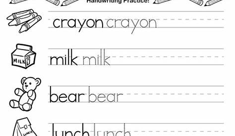 kindergarten word writing worksheets