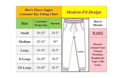 flared sweatpants size chart