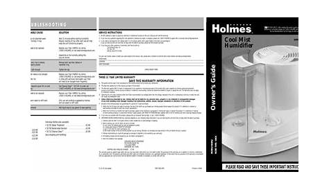 Holmes Warm Mist Humidifier Manual - Arm Designs
