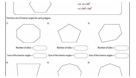 interior angles of polygons worksheets