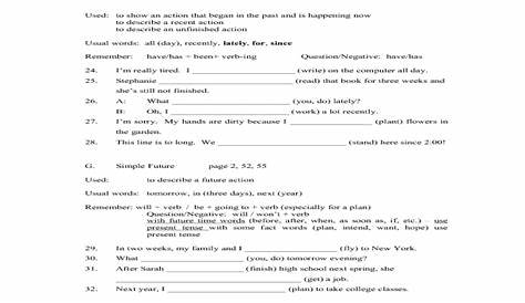 Verb Tense Review Worksheet for 6th - 8th Grade | Lesson Planet
