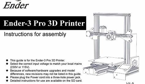 CREALITY3D ENDER-3 PRO INSTRUCTIONS FOR ASSEMBLY Pdf Download | ManualsLib