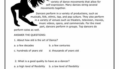 Printable Dance Worksheet