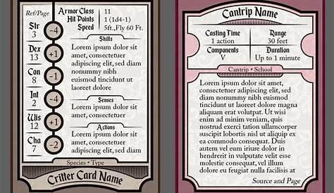 D&D Printable Spell Cards