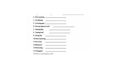 Physical and Chemical Change Worksheet by Family 2 Family Learning