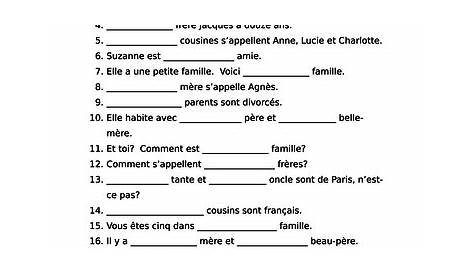 french possessive adjectives worksheet