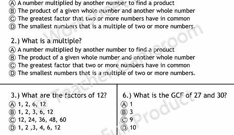 4th grade common factors worksheet kidsworksheetfun - gcf and lcm