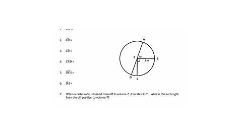 arc length geometry worksheet