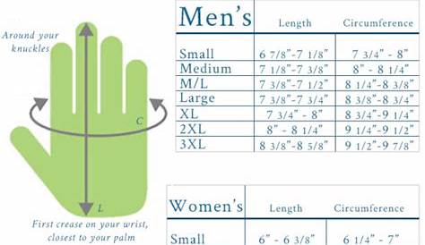 women's golf glove size chart