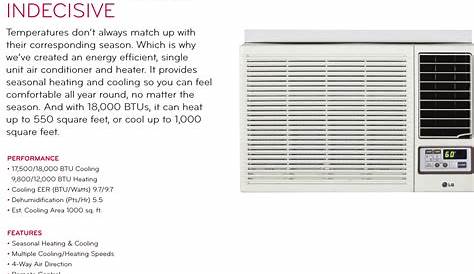 LG LW1813HR User Manual Specification Air Conditioner Spec Sheet