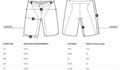 women's shorts length chart