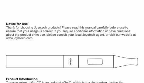 Instruction Manual for Joyetech eGo CC